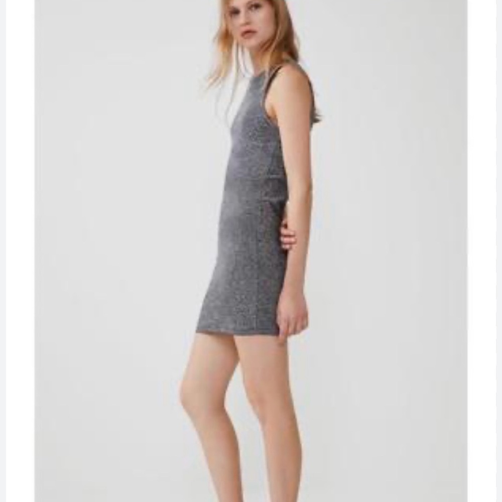 Zara Sparkly Silver Sleeveless Halter Mini Dress